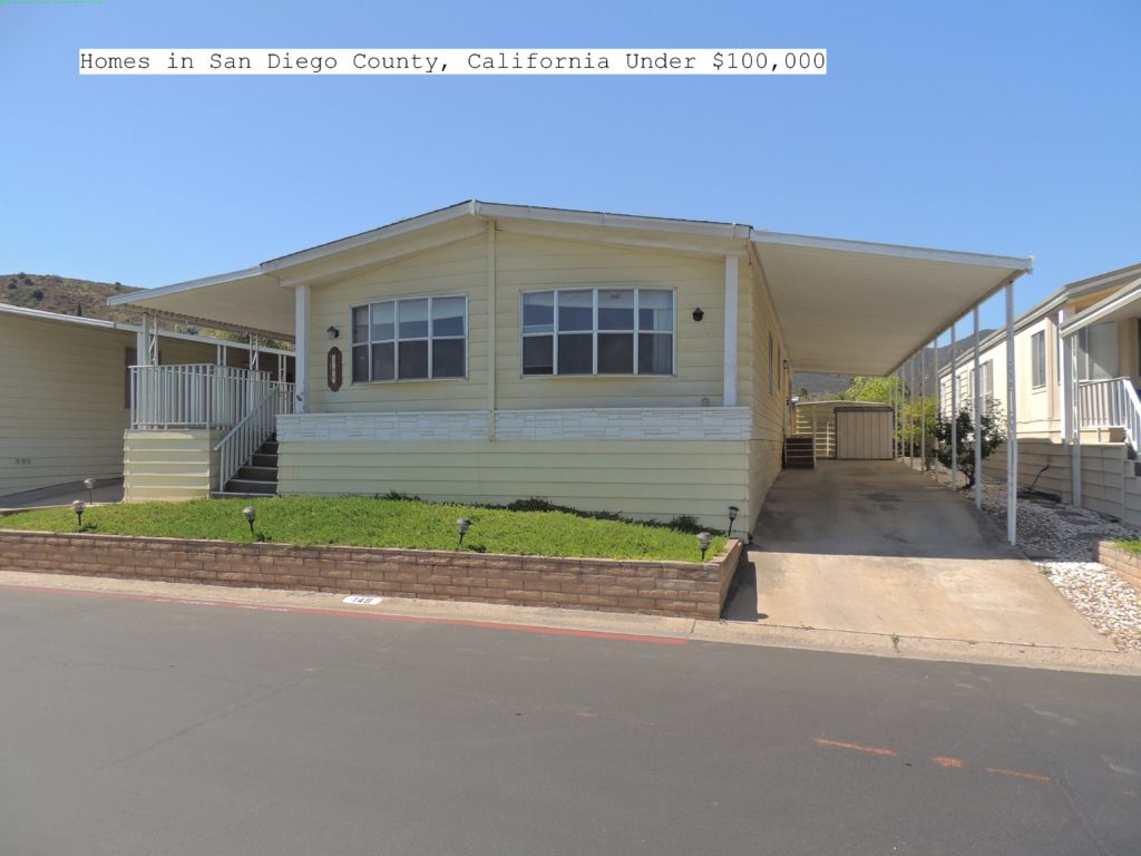 San Diego California Homes for Sale under $50,000 that are not age