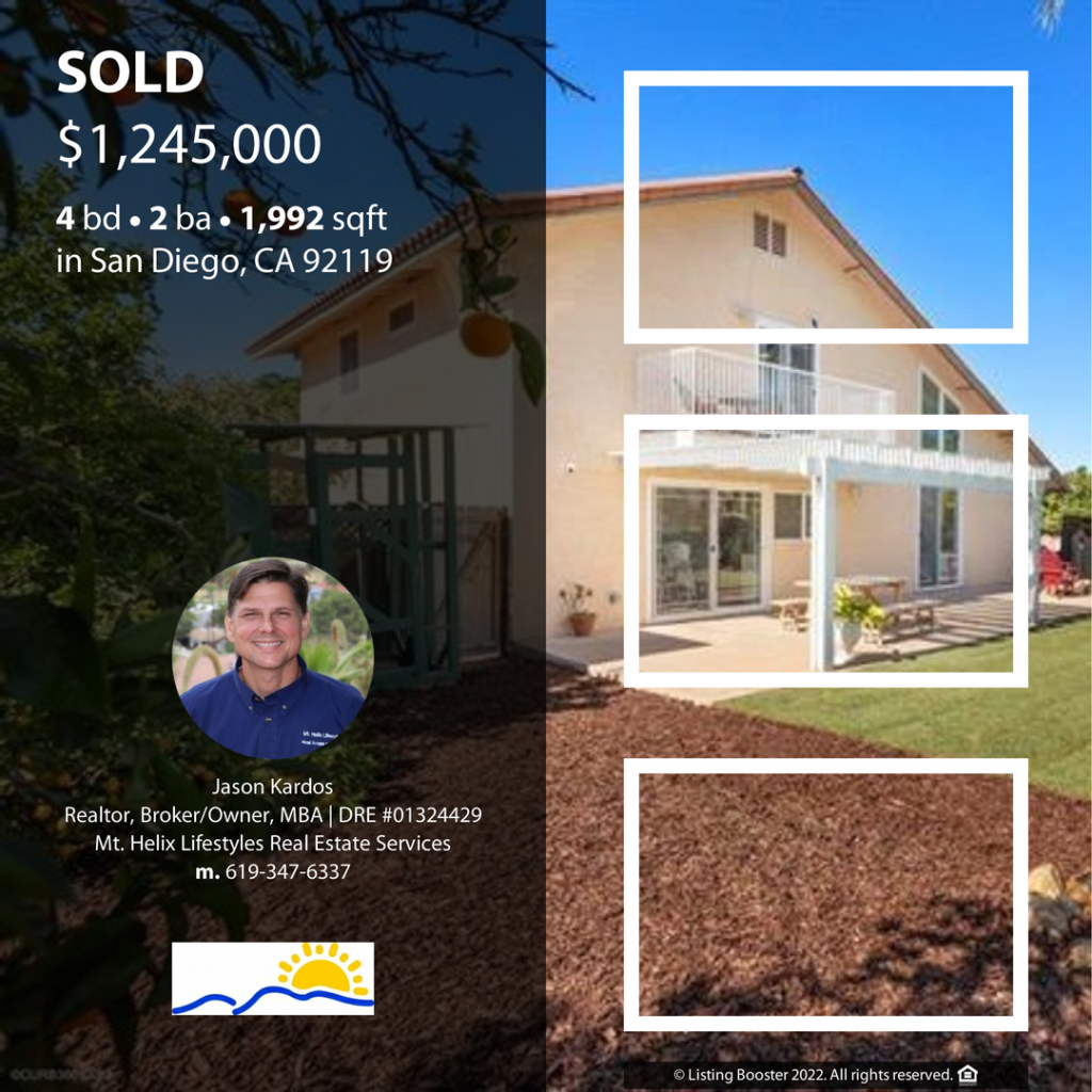 SOLD!! 8855 JACKIE DR, SAN DIEGO, CA 92119 Mt. Helix Lifestyles Real
