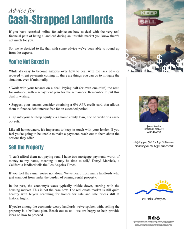 Advice For Cash Strapped Landlords Mt. Helix Lifestyles Real Estate